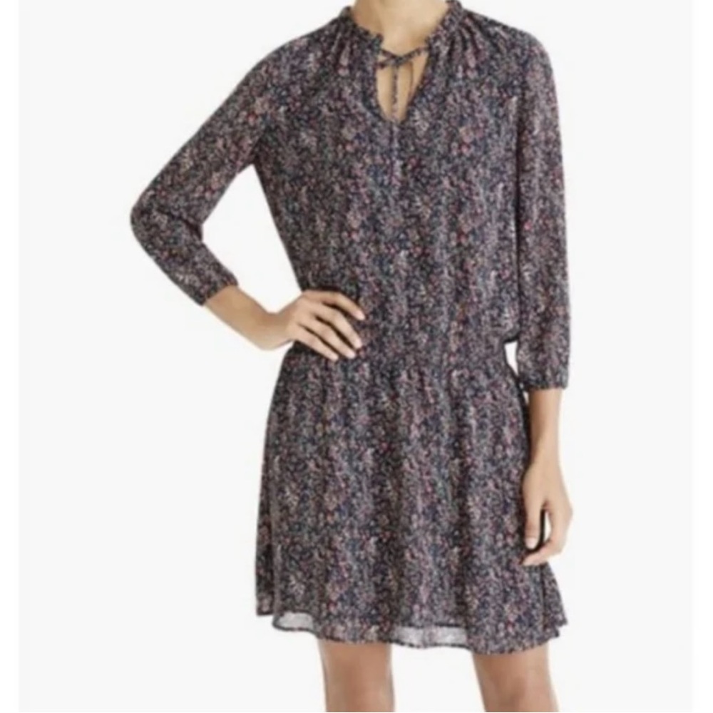 J. Crew Mercantile Multicolor Floral Long Sleeve Dress, size small
